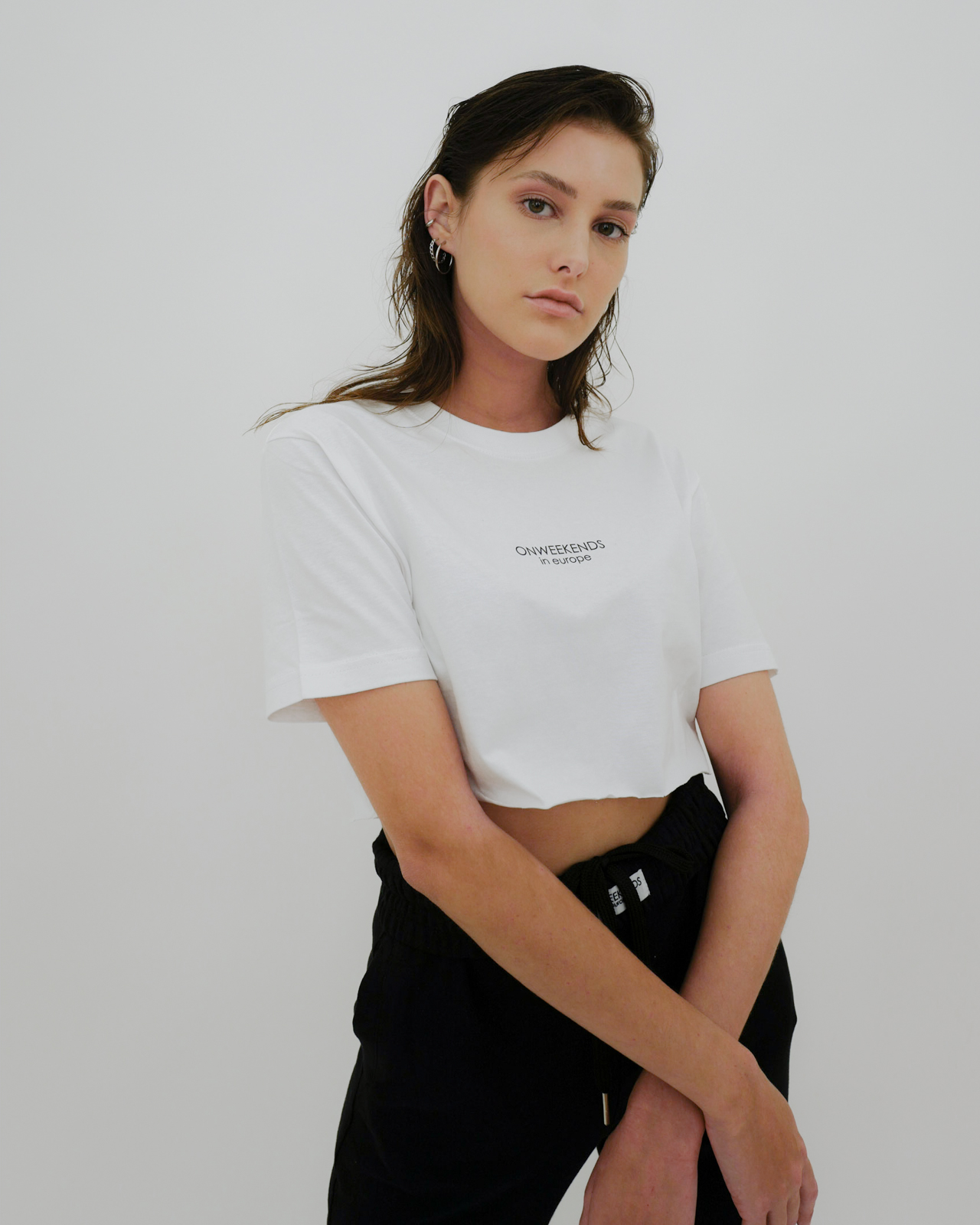 Varianten: in europe Crop T-Shirt Weiß